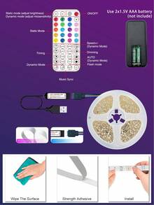 HBOWMDJIA 3ft-100ft LED Strip Lights For Home Decor, Smart Lighting With App Remote Control, Timer, Built-In Mic Music Sync Color Changing LED Lights For Room, Bedroom Decor, Birthday Party, TV Backlight, Gaming Accessories - 多色光 - 查看 11