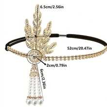 1 pieza D EXCEED Diadema de Flecos con Strass y Perlas Estilo Flapper del Gran Gatsby, Tocado de Disfraz Art Decó de los Años 20 para Fiesta, Boda y Cosplay - multicolor - Ver 4