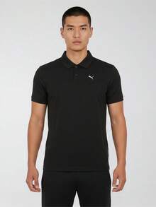 Puma Men's PERFORMANCE POLO Black Woven Collar Short Sleeve T-Shirt 52869971 - Black - View 1