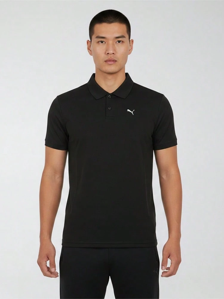 Puma Men's PERFORMANCE POLO Black Woven Collar Short Sleeve T-Shirt 52869971 - Black - View 1