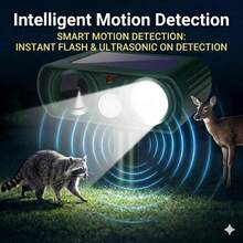 ENSSU Pengusir Hewan Bertenaga Surya, Pengusir Kucing dan Rusa Ultrasonik untuk Luar Ruangan dengan Sensor Gerak dan Lampu Berkedip, Tahan Air, Pengusir Kelinci, Tupai, dan Rakun untuk Halaman dan Taman. - MultiWarna - View 7