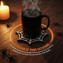 4/12/100pcs Set Tatakan Gelas Kayu Motif Jaring Laba-laba Gotik, Menampilkan Desain Jaring Laba-laba Hitam Putih Berlubang, Sempurna untuk Dekorasi Halloween di Rumah, Dapur, dan Bar. - MultiWarna - View 6