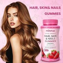 MONTUE Hair Skin Nails Vitamin With Biotin & Creatine Monohydrate Gummies,2500 Mcg, Strawberry, 80 Count, 40 Total Servings - Quả dâu - Xem 4