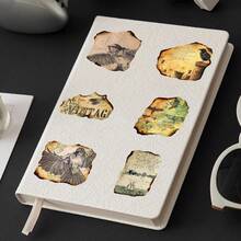 50pcs Minimalist Artistic Vintage Distressed Manuscript Burned Edge Creative Decorative Laptop & Notebook Stickers - 50 Vintage Burn Marks - View 9