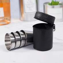 1 Set 4pcs Stainless Steel Liquor Cups With Storage Bag, 1.01oz/2.37oz/5.75oz Mini Drinking Cups, Portable Bar Drinking Cups - Multicolor - View 5