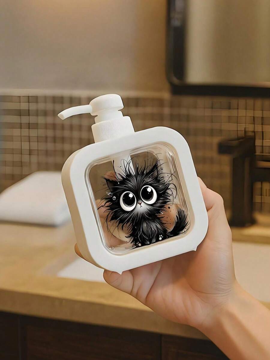 Adorable Black Cat Designed Plastic Soap Dispenser With Pump, Standalone Decorative Soap Dispenser, Suitable For Bathrooms And Kitchen Sinks - Multicolor - View 1