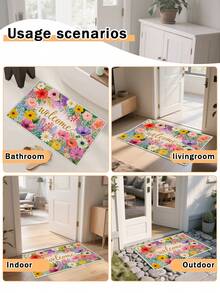 1pc Outdoor Non-Slip Patterned Floor Mat, Indoor Carpet, Bathroom Mat, Kitchen Mat, Decorative Rug, Multi-Functional Hallway Mat, Soft And Comfortable, Easy To Clean, Suitable For Indoor And Outdoor Entryways, Bedroom, Home Decor - Multicolor - View 9