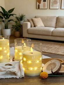 3Set/1pc LED Flameless Candle Atmosphere Decorative Light, Battery Operated (Includes Battery) Candle Atmosphere Light, Suitable For Indoor/Outdoor Wedding Party Proposal Decoration - Multicolor - View 3