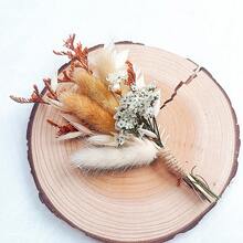 迷你人造花束波希米亞風婚禮裝飾男士胸花桌花心形裝飾蘆葦草生日蛋糕裝飾 - HS111-B - 查看 12