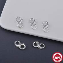 3pcs/Bag S925 Sterling Silver Jewelry Accessories, Figure 8 Double-Ended Spring Clasp, Connector, Suitable For DIY Jewelry, Beaded Bracelet Clasp, 925 Silver Jewelry Making Material Kit - Silver - View 1