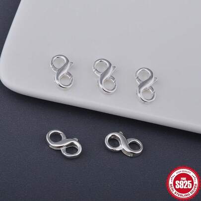 3pcs/Bag S925 Sterling Silver Jewelry Accessories, Figure 8 Double-Ended Spring Clasp, Connector, Suitable For DIY Jewelry, Beaded Bracelet Clasp, 925 Silver Jewelry Making Material Kit