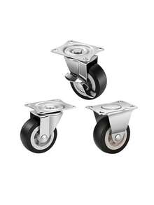 4pcs Heavy Duty Swivel Casters With Brakes - Durable Metal Structure, Ideal For Office Cabinets, Workbenches, Storage Boxes And Sliding Doors, Includes Mounting Hardware, Heavy Duty Casters - Pulley - View 9