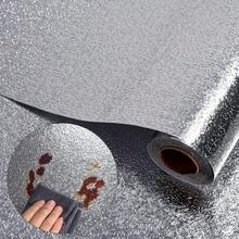 1 Roll Self-Adhesive Silver Aluminum Foil Contact Paper, Waterproof Oil-Proof Splash-Proof Kitchen Wallpaper, Suitable For Countertop, Cabinet, Drawer Decoration - Silver - View 8