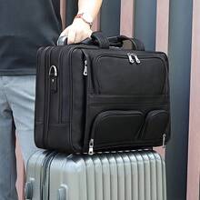 Bolso de Mano de Cuero Genuino para Hombre Fuheng, Gran Capacidad, Bolso de Hombro Cruzado de Piel de Vaca, Maletín de Viaje - Negro (cremallera YKK, forro negro) - Ver 1