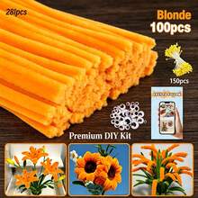 281pcs Yellow Tubular Cleaner Handmade Set - Includes Stamen And Black Eyes, With Video Tutorial, 7 Colors 30cm Chenille Stems - High Quality, No Color Difference - Suitable For Summer Crafts, Qixi Decoration, Party Decoration, Home Decoration, Adult Crafts - 281pcs Yellow - View 18