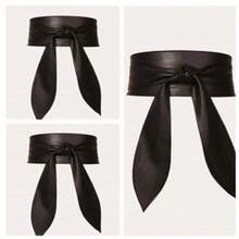 1 Peça Elegante Cinto Feminino Macio e Largo com Detalhe de Laço e Cauda Longa, Adequado para Halloween, Verão e Escola - Preto - Visão 7