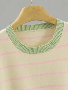 GIGOGOU New Basic Style Autumn/Winter Women's Casual Knit Striped Sweater Long Sleeve Pullover Soft And Comfortable - Apricot - View 9