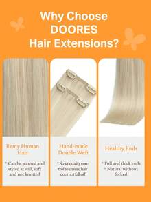 DOORES 7PCS Clip In Hair Extensions 100% Real Human Hair Platinum Gold 14-24 Inch 115g, Remy Extensions For Clip In Human Hair With Invisible Straight - S60A - View 6