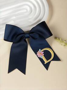 1個青少年個性化刺繡字母 26A-Z 海軍藍克羅地髮夾髮飾，蝴蝶結髮夾，適合派對和節日 - 彩色 - 查看 6