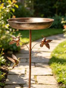 Vintage Copper & Iron Bird Bath & Feeder 2-In-1, Rust-Resistant Garden Decor With Non-Slip Stake - QS121 - View 10
