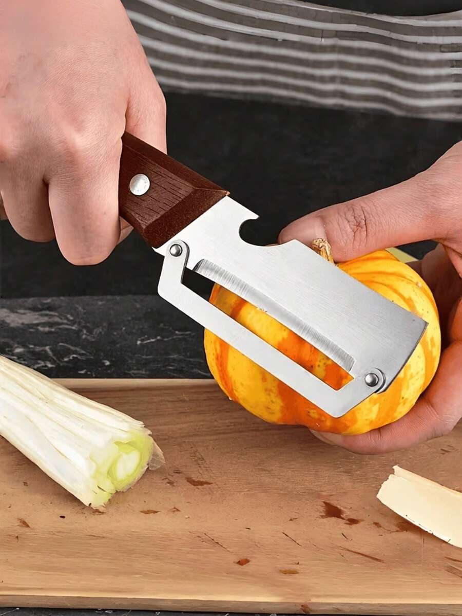 1pc Stainless Steel Plastic Handle Peeler, Multi-Function Bottle Opener With Forged Blade - For Peeling, Slicing Fruits And Vegetables | Perfect For Home Cooks And Chefs, Vegetable Slicer | Stainless Steel Blade - Forged Blade, Fruit Peeler