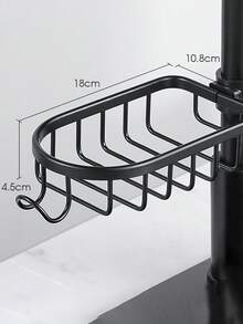 1pc Stainless Steel Bathroom Storage Rack - Black - View 7