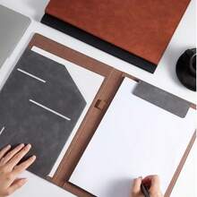 1pc PU Leather Business Portfolio, With Magnetic Clipboard And Multiple Pockets, Professional A4 Document Organizer, Suitable For Office And Meetings,Back To School - Single Piece - View 1