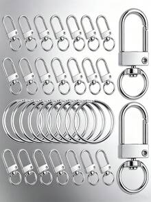 20/50/100pcs Heart-Shaped Swivel Clasp Keychain - Colorful Metal Spring Snap, Suitable For DIY Crafts, Jewelry, Lanyards And Accessories, Zinc Alloy Lobster Claw - Silver - View 5