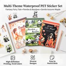 20Sheets Large Size Waterproof Dual-Material Beautiful Lady Washi PET Sticker Book Panda Stickers Set For Scrapbooking Junk Journal Planner - 20 Sheets Large Size - View 1