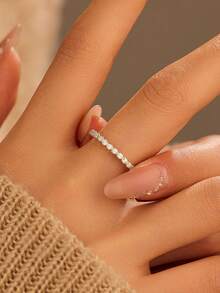 BALMORA 1pc Fashionable Minimalist High-End S925 Sterling Silver Delicate Ring, Gift For Women/Girlfriend - Silver - View 3