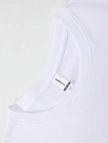 Summer Cropped T-Shirt With Round Neck And Slogan Design In English "Ms. Mimosa Me", Casual Style - White - View 3