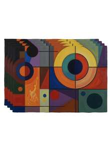 2 Pcs Colorful Geometric Circle Pattern Placemats Abstract Style Placemats Heat Resistant Easy Clean Washable Decorative Placemats Suitable For Kitchen Home Indoor Outdoor Tabletop Coffee Bar Dining Table Tea Party - Multicolor - View 7
