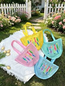 Multicolor Beach Sardine Pattern Multifunctional Zipper Tote Bag, Gift For Her/Him, Shell Bag, Conch Mesh Bag, Beach Bag, Conch Collection Mesh Bag, Shell Mesh Bag, Conch Tote Bag, Transparent Pencil Case, Tear-Resistant Transparent Bag, Office/School Travel Bag, Jewelry/Electronics Small Zipper Bag, Beach/Pool/Gym Wet/Dry Bag, Mesh Storage For Sand Toys And Shells, Graduation Gift, Birthday/Anniversary/Wedding/Holiday - Multicolor - View 4