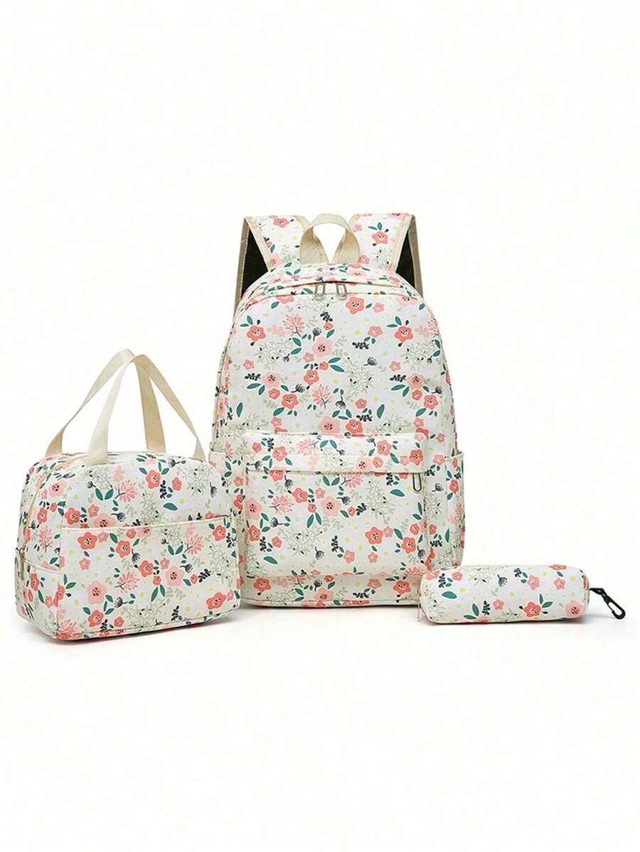 Versatile Fashion Women's Ditsy Floral Double Backpack Combination Bag Student School Bag - Multicolor - View 1