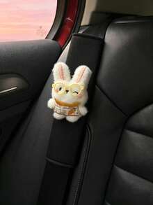 1pc Cute Glasses Bunny Car Seat Belt Cover, Plush Rabbit Auto Shoulder Pad, Sweet Car Interior Decor Kawaii Rabbit Car Seat Belt Cushion, Cartoon Bunny Auto Accessory, Lovely Car Decor Gift - Glasses Rabbit - View 11