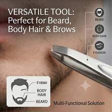 1pc Silver Stainless Steel Round Tip Beard Tweezers For Men, Thickened Eyebrow And Body Hair Plucker Tool - C-Silver - View 5