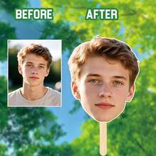 1/10/30/50pcs Personalized Big Head Cardboard Cutouts - Custom Face Handheld Props, Personalized Fans - Fun Wedding / Birthday Party Photo Props, Bridal Shower / Bachelorette Party / Graduation Season Exclusive Face Handheld Signs, Upload Your Photo To Customize - Face Fan - View 4