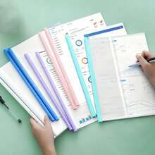10pcs/Set Transparent A4 Water Drop Shaped File Folders With Pull Rod, Morandi Color Large Capacity Transparent Insertion Page Plastic Pull Rod Clip, Single Page Book Classification Clip, Exam Paper Clip, Document Folder, Transparent Large Capacity Pull Rod Clip Fixed File, Suitable For Office And School, Random Color - A - View 4