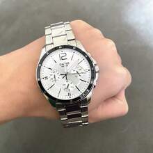 Casio 男士三眼商務手錶，防水不鏽鋼石英腕錶，多色百搭通勤錶 - 均碼 - 查看 5