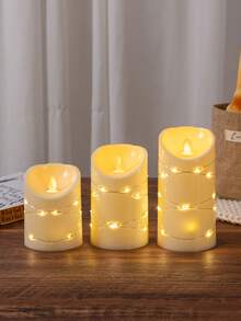 1pc Slanted String Lights Tear-Drop Style LED Electronic Candle Lamp With Realistic Flickering Flame Effect, Home Bedroom Living Room Decor, Candlelight Dinner Proposal Holiday Atmosphere Light - 斜口燈串燈 - 查看 6