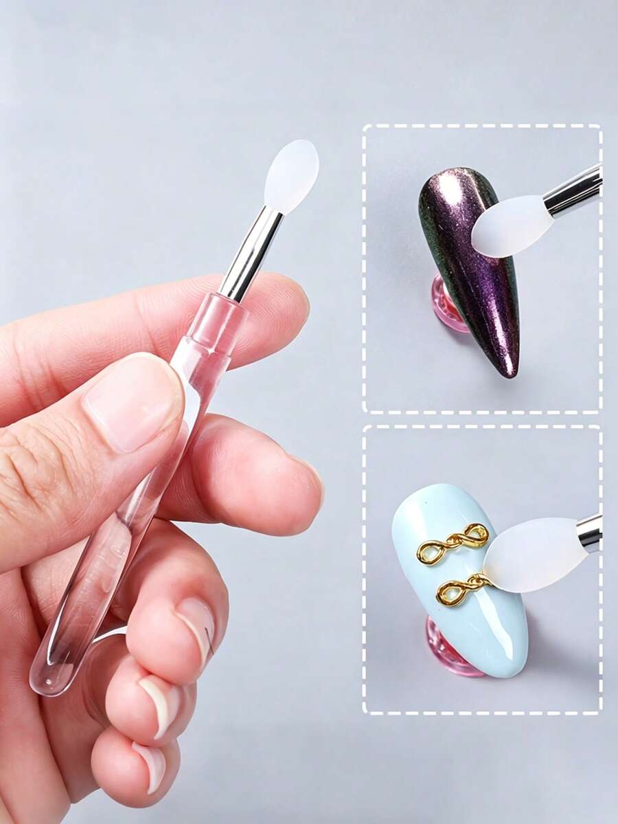 Transparent 6-Piece Set Of Magic Mirror Powder Silicone Reusable Glitter Sticks Professional Eyeshadow Brushes And Makeup Application Tools - White - View 1