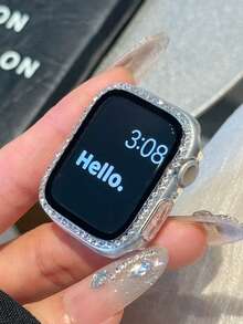 1 buah Pelindung Layar Kaca Tempered Ultra Tipis 2-in-1 Transparan Unisex dengan Hiasan Berlian Imitasi Berkilau, Kompatibel dengan Apple Watch 40/41/42/44/45/46/49mm, Kompatibel dengan Apple Watch Series Ultra/SE/11/10/9/8/7/6/5/4 - Clear - View 6