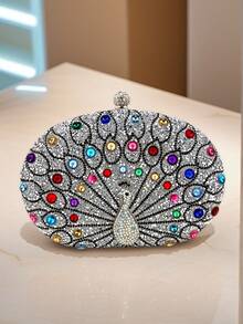 Bolso de mano de noche con strass acrílico, bolso de mano para fiesta y boda, bolso de hombro con cadena popular adornado con strass - Multicolor - Ver 8