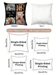 1pc Customized Photo Pillowcase - 4 Photos Plus Custom Text, High Definition Printing, Zipper Closure, Perfect For Sofa, Bedroom, Office, Etc., Ideal Gift For Family And Friends - Black and White - View 3