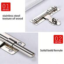 2/6/10pcs Stainless Steel Sliding Bolt Lock, 4/6/8 Inch Flanged Double-Sided Bolt, Padlock Compatible Surface Mount Door And Window Security Latch - Plug - View 8