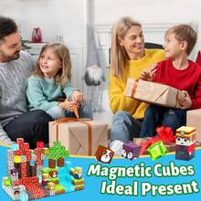 Lava Treasure Themed Magnetic Cube Blocks In 80/100/140/180/280PCS, Scenic Printed Educational Build Toy For Boys & Girls, DIY Assemble To Develop Spatial Creativity, Perfect Holiday Birthday Gift - Multicolor - View 7