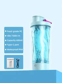 1 Peça Garrafa Misturadora Elétrica de Proteína de Grande Capacidade 600ML para Misturar Pó de Proteína, Copo de Fitness Portátil, Garrafa Misturadora Recarregável USB-C, Adequada para Café, Leite, Pós de Suplementos, Feita de Material Tritan, para Milkshakes/Café/Aveia/Leite - 0,5L-1L - Visão 13