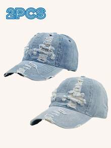 2/1Pc Vintage Washed Baseball Cap Distressed Adjustable Couple Casual Sun Protection Hat For Women And Men - Multicolor - View 9