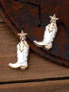2pcs Bohemian Western Style Minimalist Fashion Boots Earrings For Women, Suitable For Vacation, Party And Daily Wear - Riding Boot Earrings - View 5
