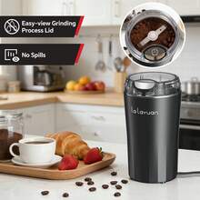Lalayuan 1pc 110v Portable Household Stainless Steel Electric Dry Food Salt & Pepper Grinder With Over-Heat Protection & Lid-Pin Locking, 80g Large Capacity, 304 Stainless Steel Double Blades & Grinding Bowl For Fresh Coffee Grinding - US A Type Plug(110-127V) - View 5